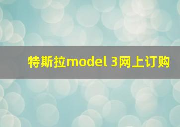 特斯拉model 3网上订购